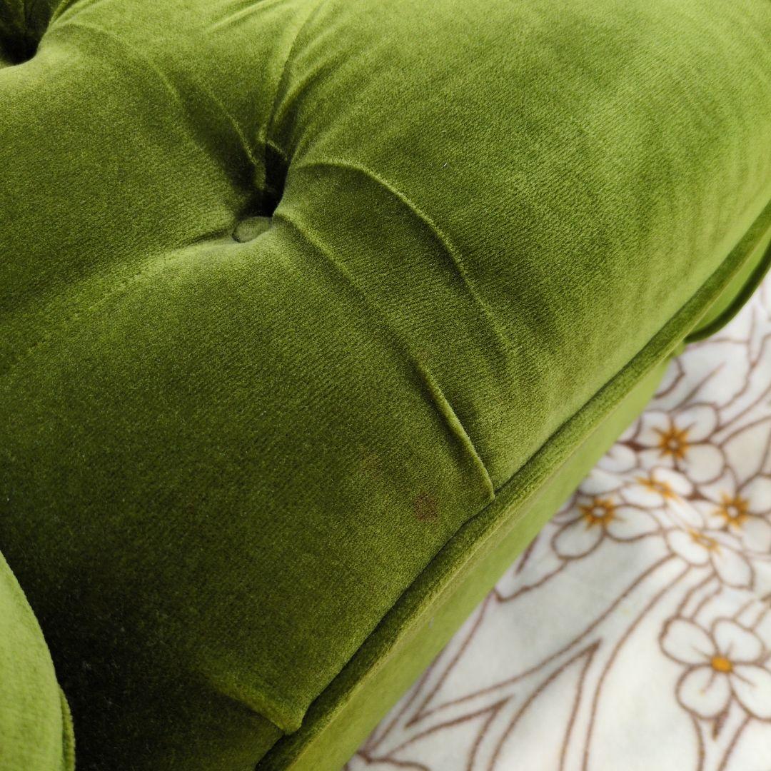 昭和レトロ オールド カリモク グリーン モケット 1人掛け ソファ①ベルベット