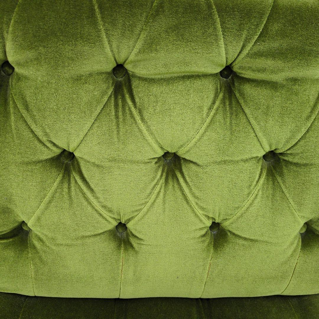 昭和レトロ オールド カリモク グリーン モケット 1人掛け ソファ①ベルベット