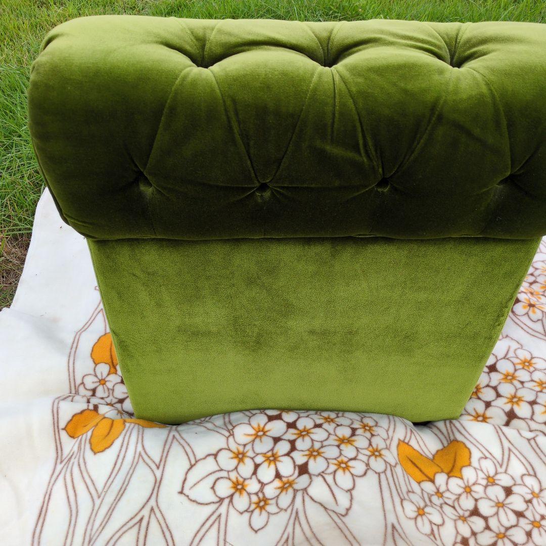 昭和レトロ オールド カリモク グリーン モケット 1人掛け ソファ①ベルベット