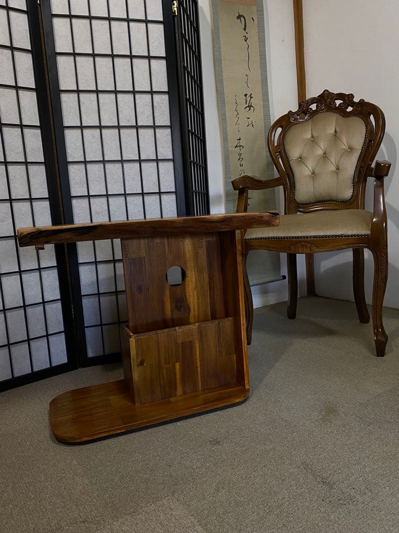 黒柿無垢材 アシンメトリック サイドテーブル