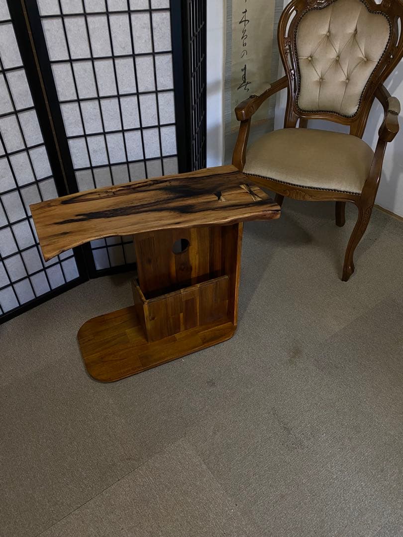 黒柿無垢材 アシンメトリック サイドテーブル