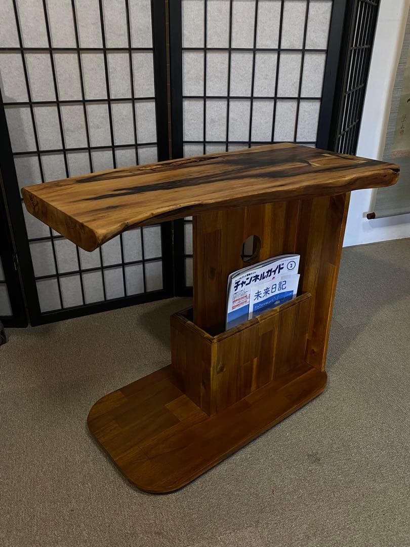 黒柿無垢材 アシンメトリック サイドテーブル