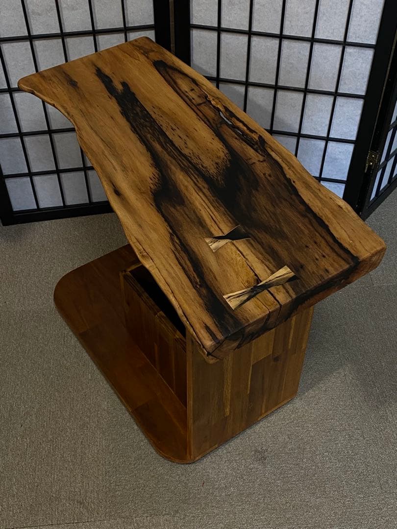 黒柿無垢材 アシンメトリック サイドテーブル