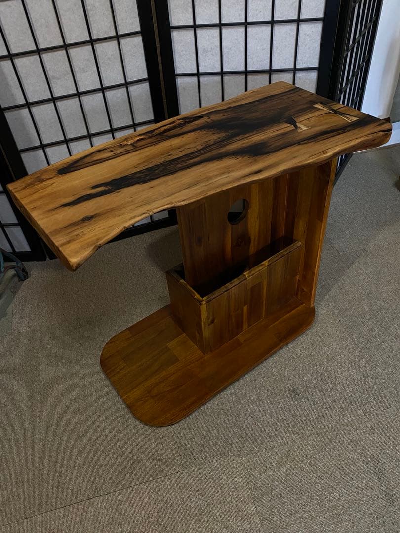 黒柿無垢材 アシンメトリック サイドテーブル