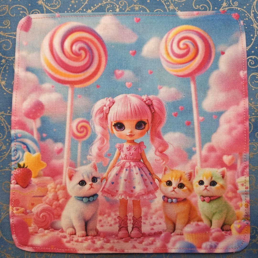 うきたん　ハンカチ　にゃんこさん柄