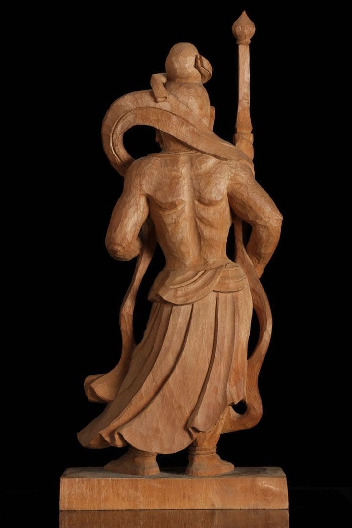 大型 木彫 仁王像 吽形 金剛力士像 62cm 仏像 一刀彫 仏教美術 古美術品