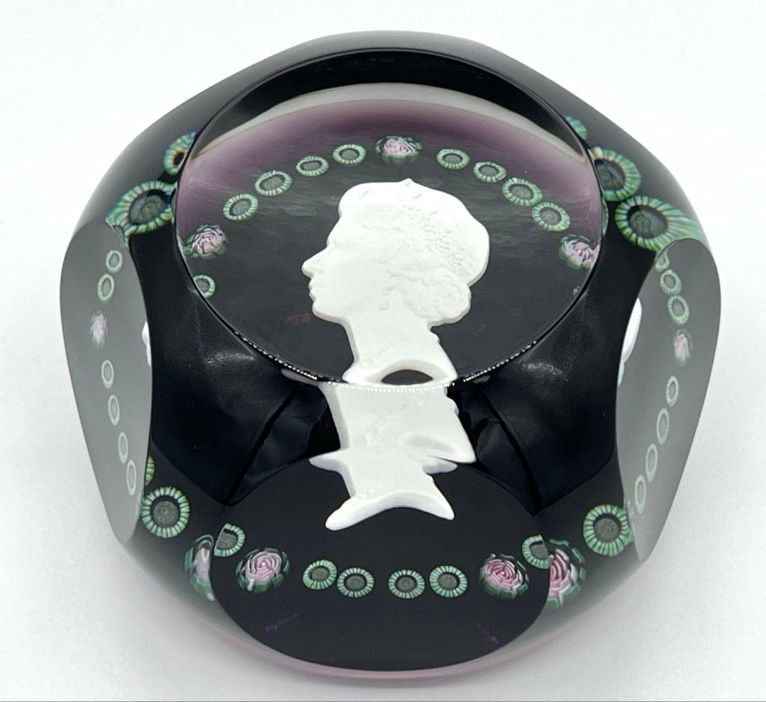 バカラ エリザベス女王 シルバージュビリー ミルフィオリ ペーパーウェイト 美品