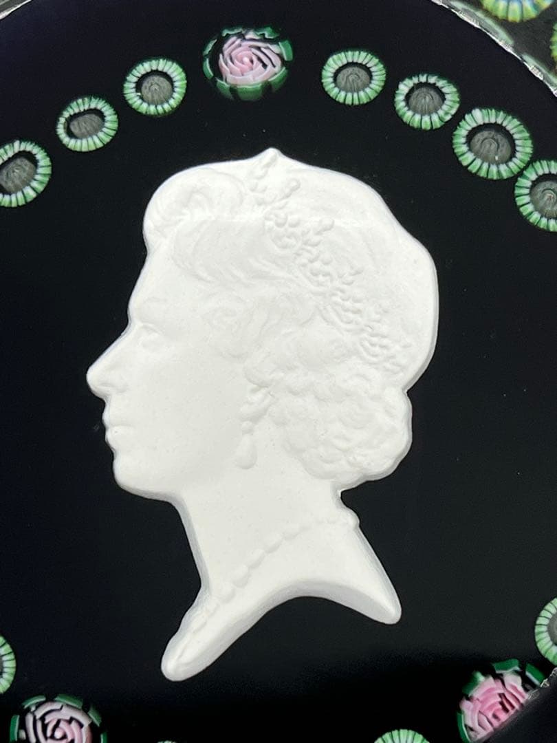 バカラ エリザベス女王 シルバージュビリー ミルフィオリ ペーパーウェイト 美品