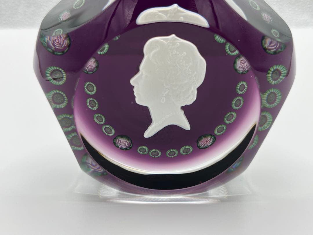 バカラ エリザベス女王 シルバージュビリー ミルフィオリ ペーパーウェイト 美品