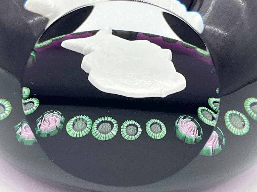 バカラ エリザベス女王 シルバージュビリー ミルフィオリ ペーパーウェイト 美品