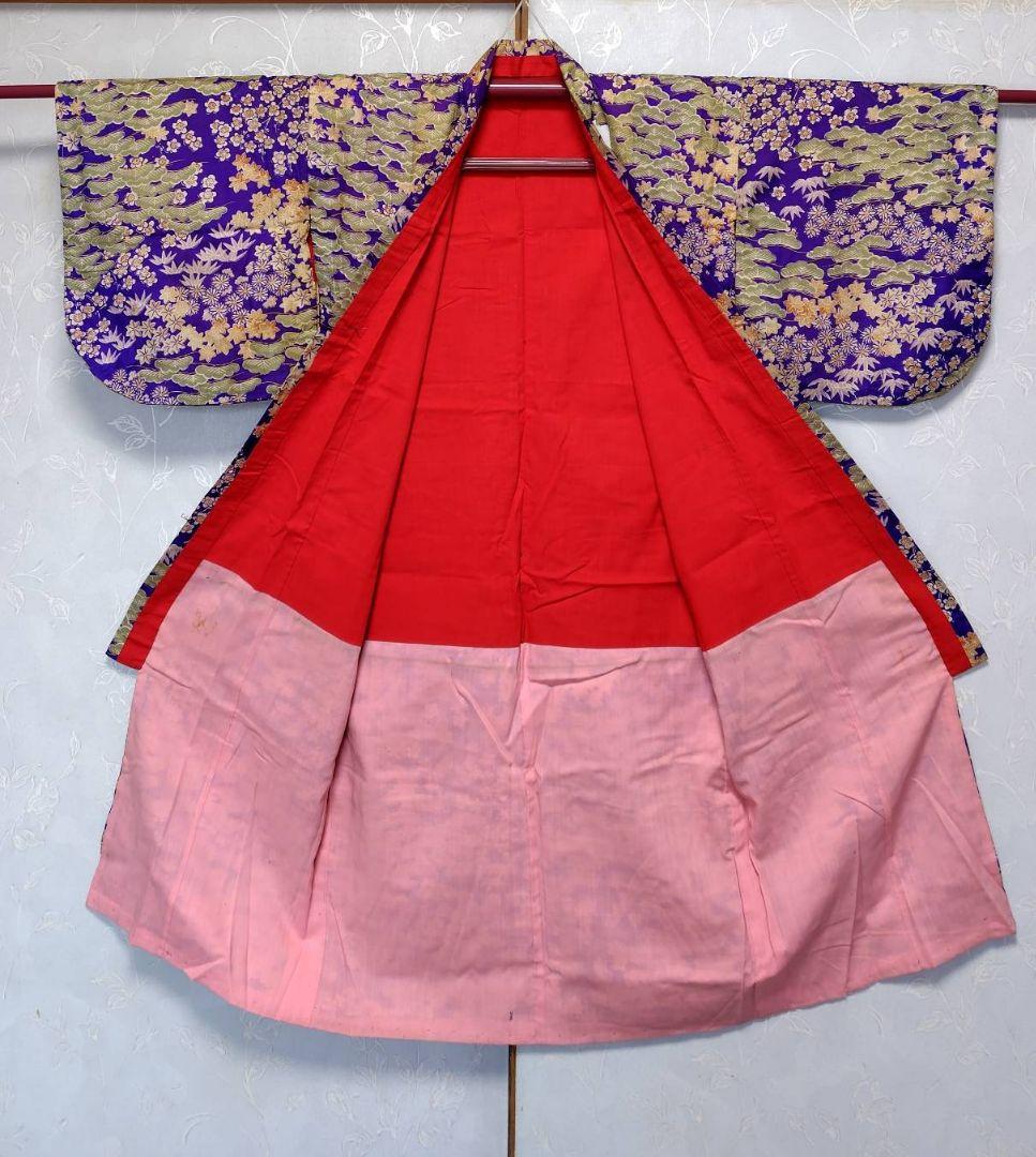 RK526アンティーク子供着物着丈104センチ裄丈52センチ木綿しつけ糸付き