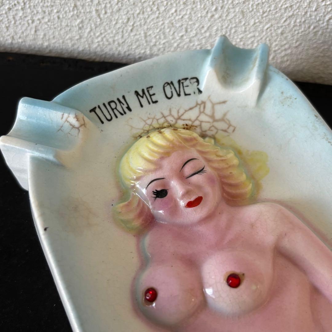 1950s アンティーク　ヌード　ガール　ピンナップ　アシュトレイ　陶器製