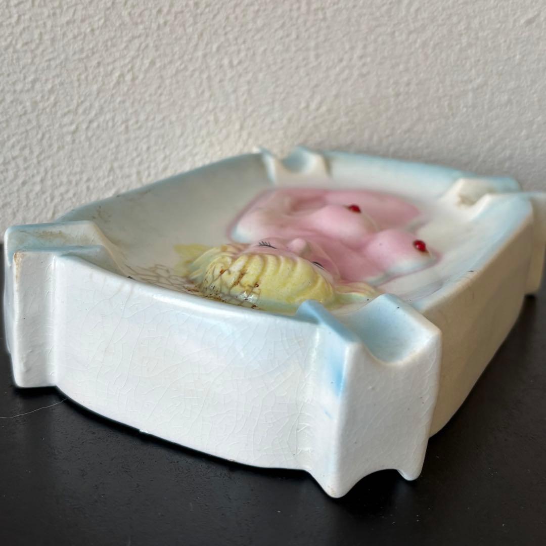 1950s アンティーク　ヌード　ガール　ピンナップ　アシュトレイ　陶器製