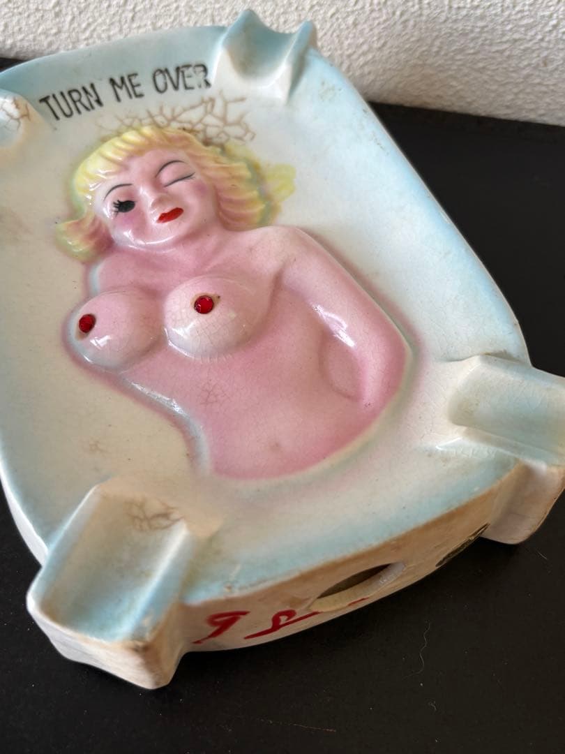 1950s アンティーク　ヌード　ガール　ピンナップ　アシュトレイ　陶器製