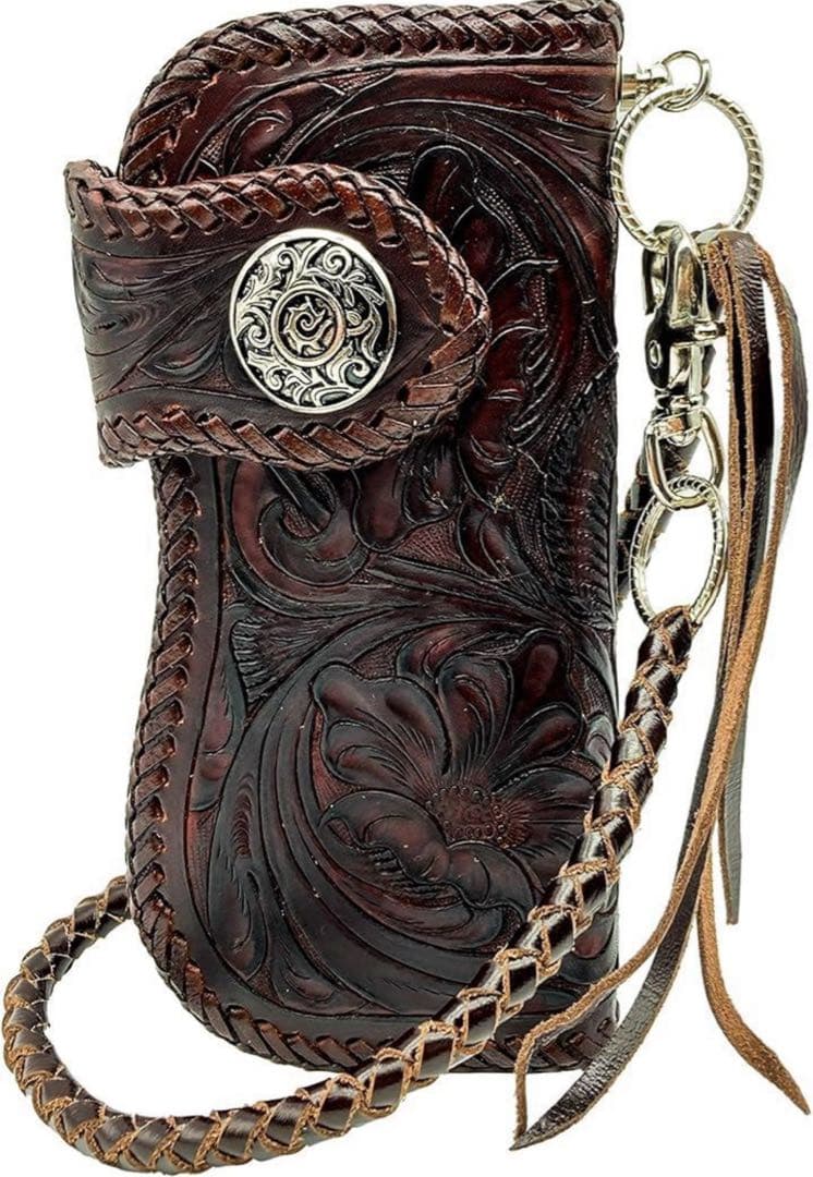 ［良品］K&R バイカーズウォレットダークブラウン レザーウォレット　本革