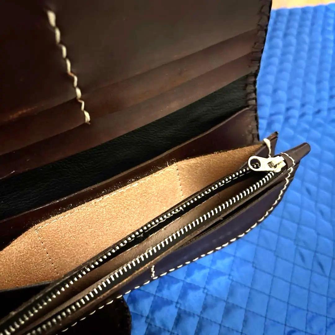 ［良品］K&R バイカーズウォレットダークブラウン レザーウォレット　本革