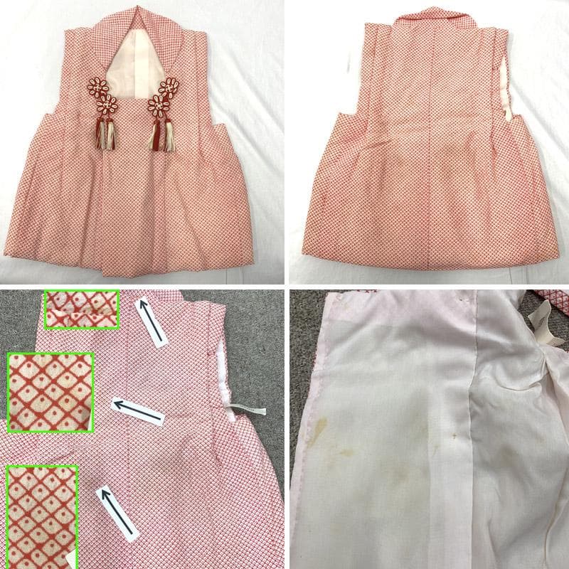 509ag39■七五三 三歳 女児 着物&被布&長襦袢 菊 牡丹 笠松■良好