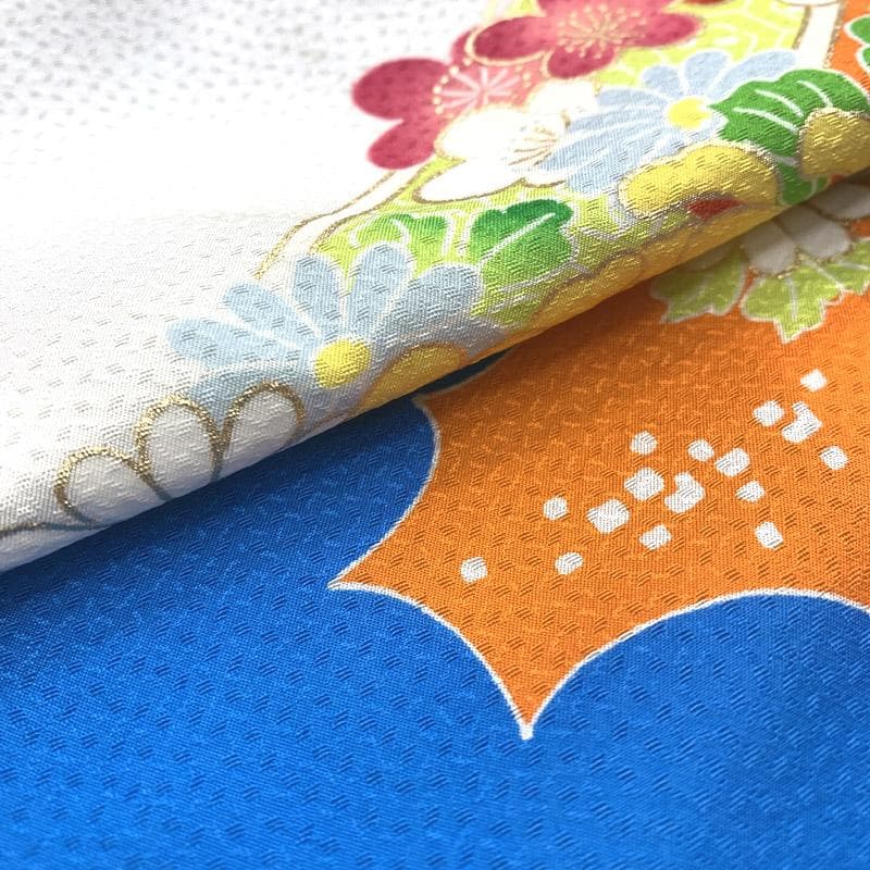 509ag39■七五三 三歳 女児 着物&被布&長襦袢 菊 牡丹 笠松■良好