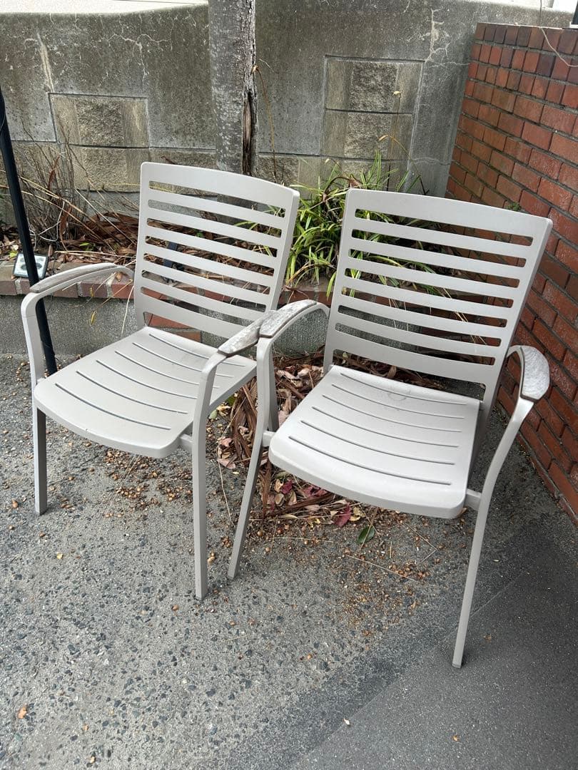 【美品】タカショー｜ガーデンテーブル｜チーク&ステンレス（チェア2個付）