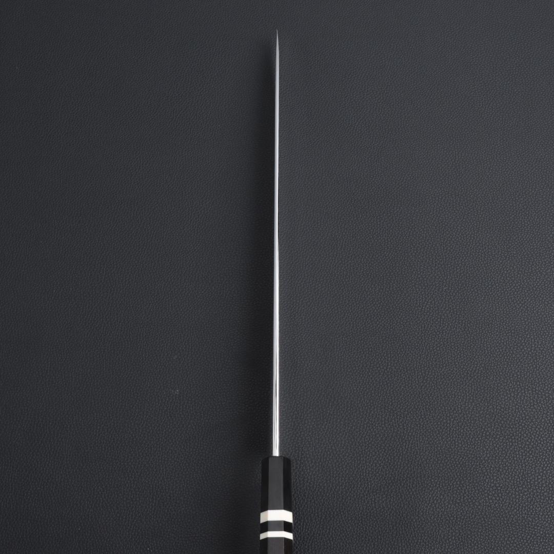 8402柳刃包丁尺一鏡面仕上げ刺身包丁刃は究極の切れ味 黒檀黒水牛白三本巻八角柄