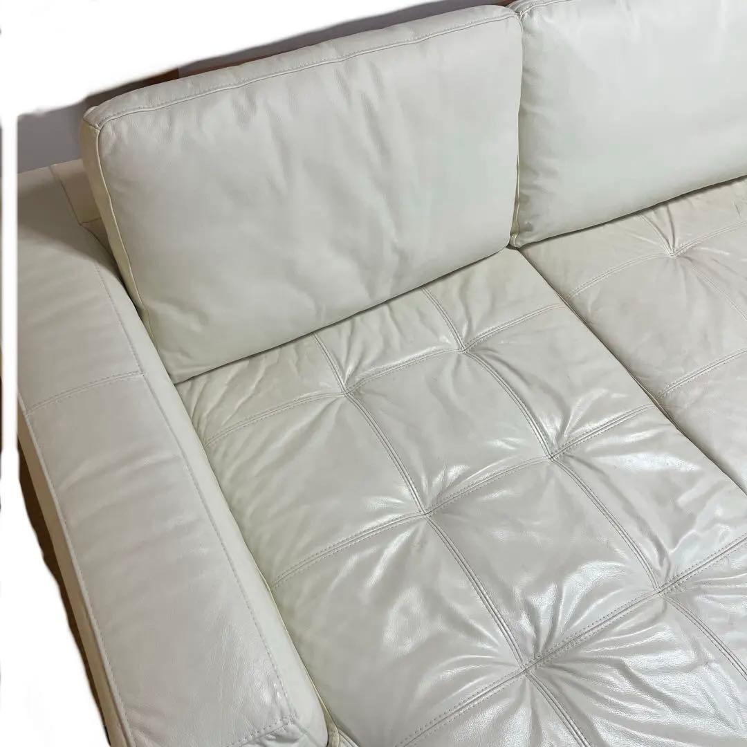 ニトリカウチソファ本革(一部合革)ホワイト　カウチ側　商品価格¥20000