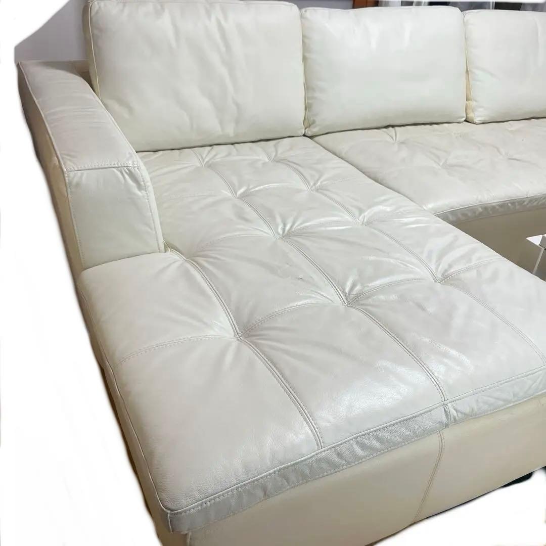 ニトリカウチソファ本革(一部合革)ホワイト　カウチ側　商品価格¥20000
