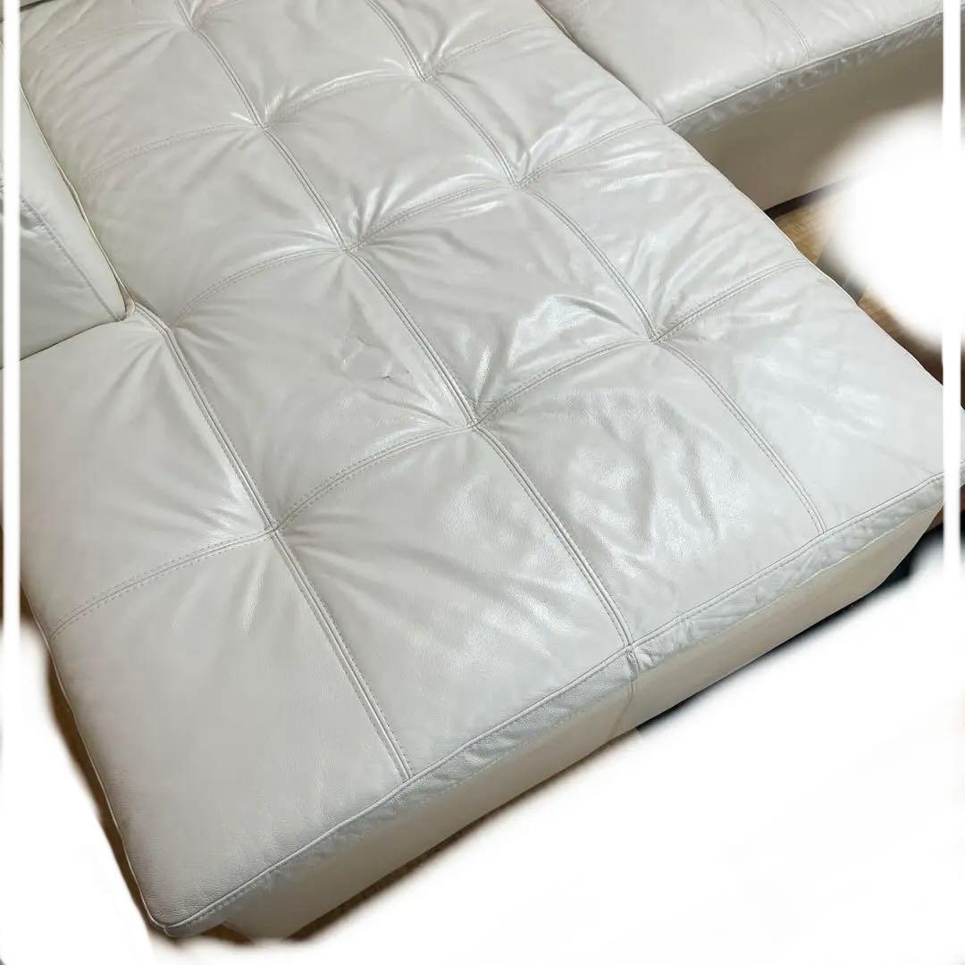 ニトリカウチソファ本革(一部合革)ホワイト　カウチ側　商品価格¥20000