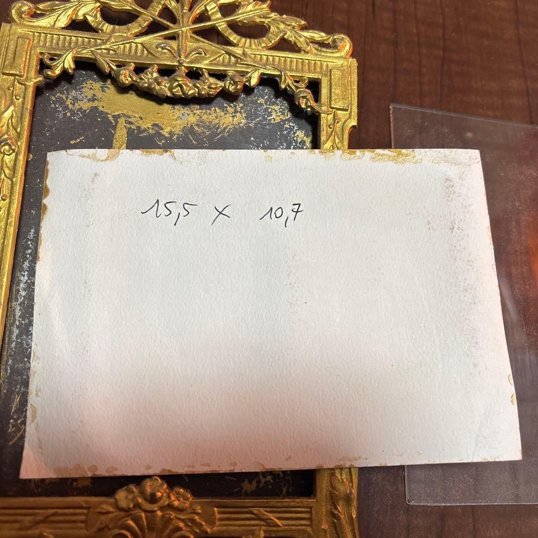 Xmasセールアンティークフォトフレームゴールドヴィンテージ