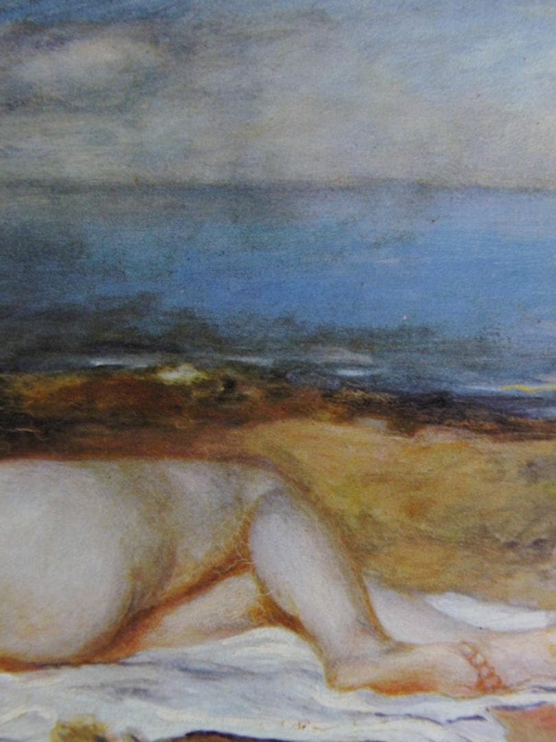 ピエール＝オーギュスト・ルノワール、【海辺に横たわる浴女】、希少な額装用画集より