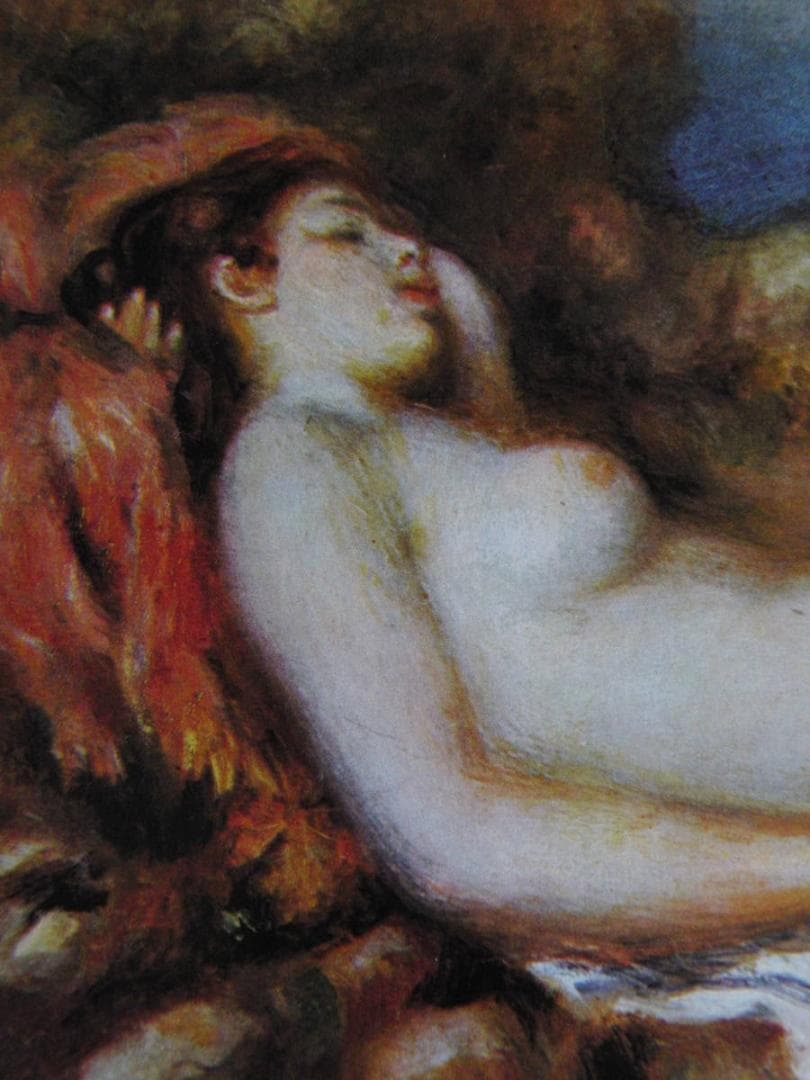 ピエール＝オーギュスト・ルノワール、【海辺に横たわる浴女】、希少な額装用画集より