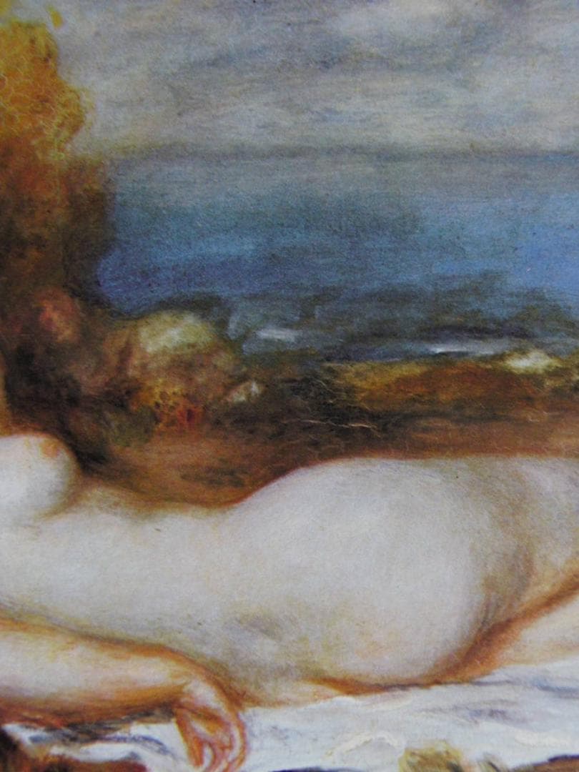 ピエール＝オーギュスト・ルノワール、【海辺に横たわる浴女】、希少な額装用画集より