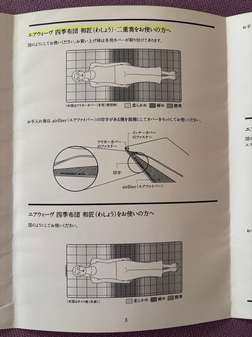 エアウィーヴ 四季布団 和匠 二重奏 ダークブルー（シングル）