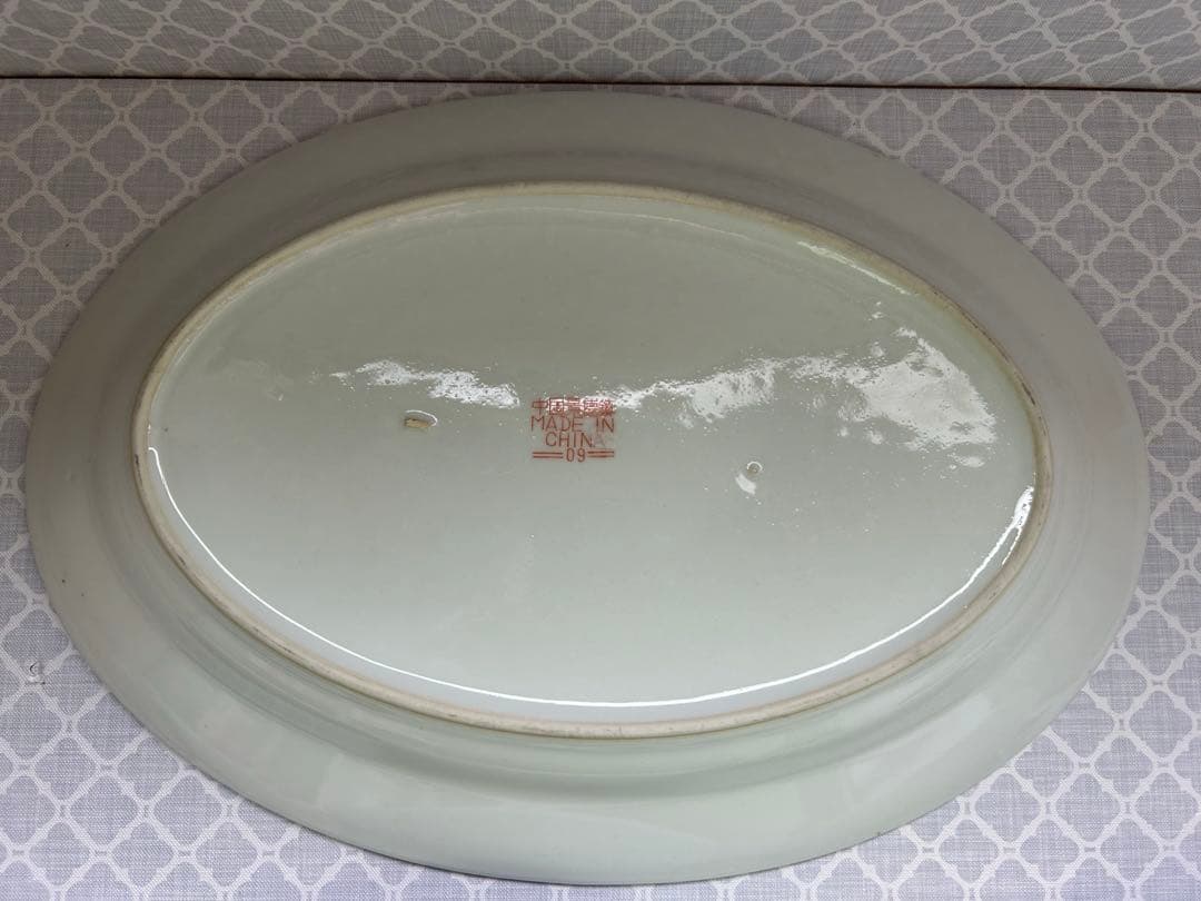 希少　中国景徳鎮09 オーバル皿　2種４枚セット 楕円皿　パーティ皿　花龍　手描