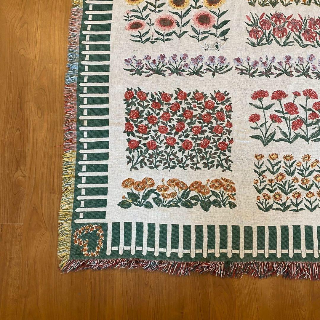 L.L.Bean USA製 ゴブラン織調　ヴィンテージラグ 花柄 コットン
