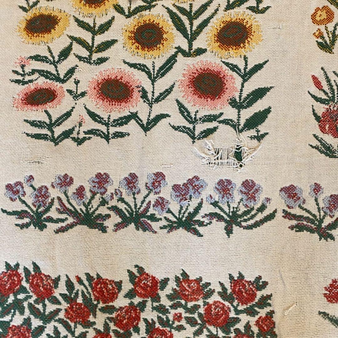 L.L.Bean USA製 ゴブラン織調　ヴィンテージラグ 花柄 コットン