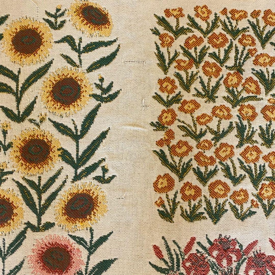 L.L.Bean USA製 ゴブラン織調　ヴィンテージラグ 花柄 コットン