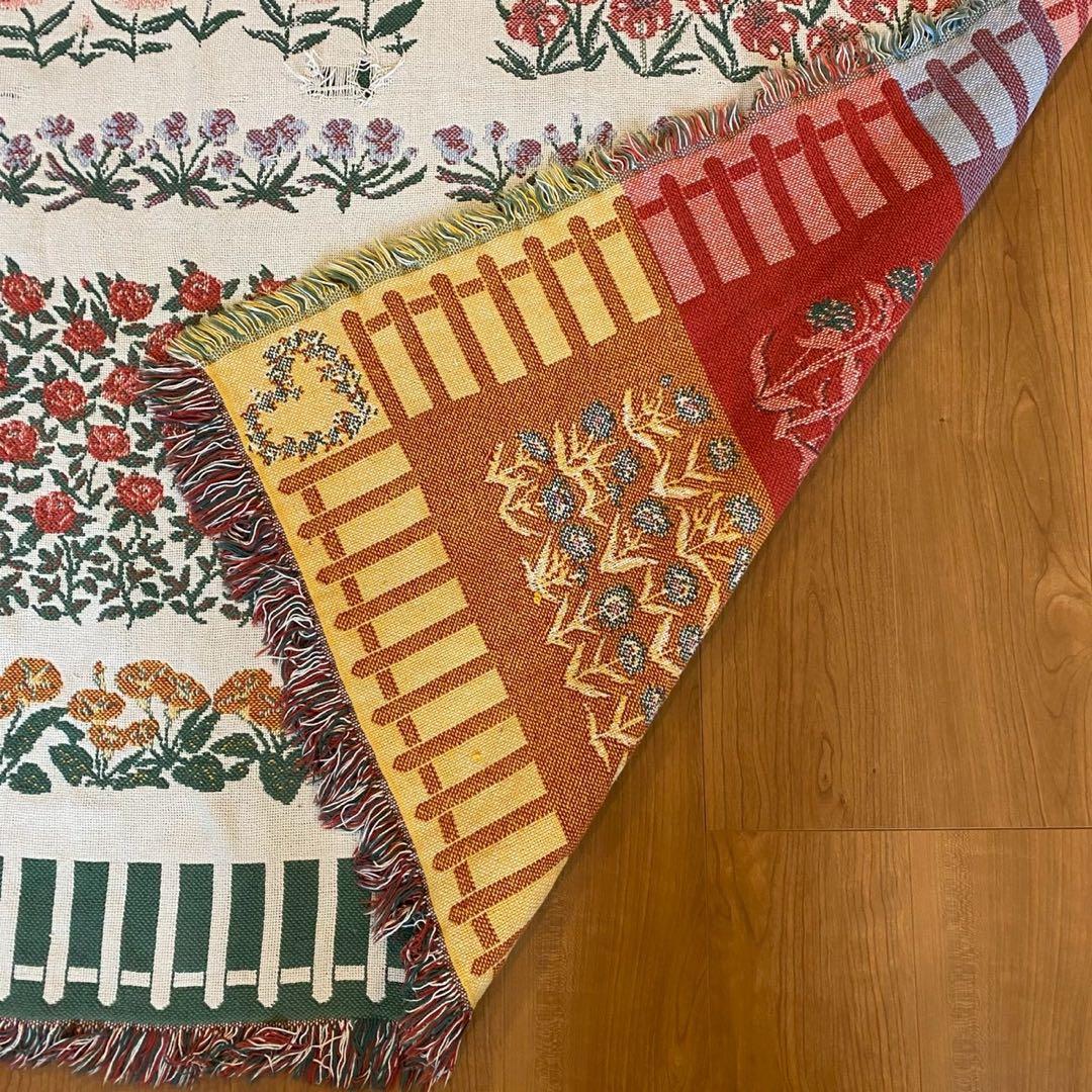 L.L.Bean USA製 ゴブラン織調　ヴィンテージラグ 花柄 コットン