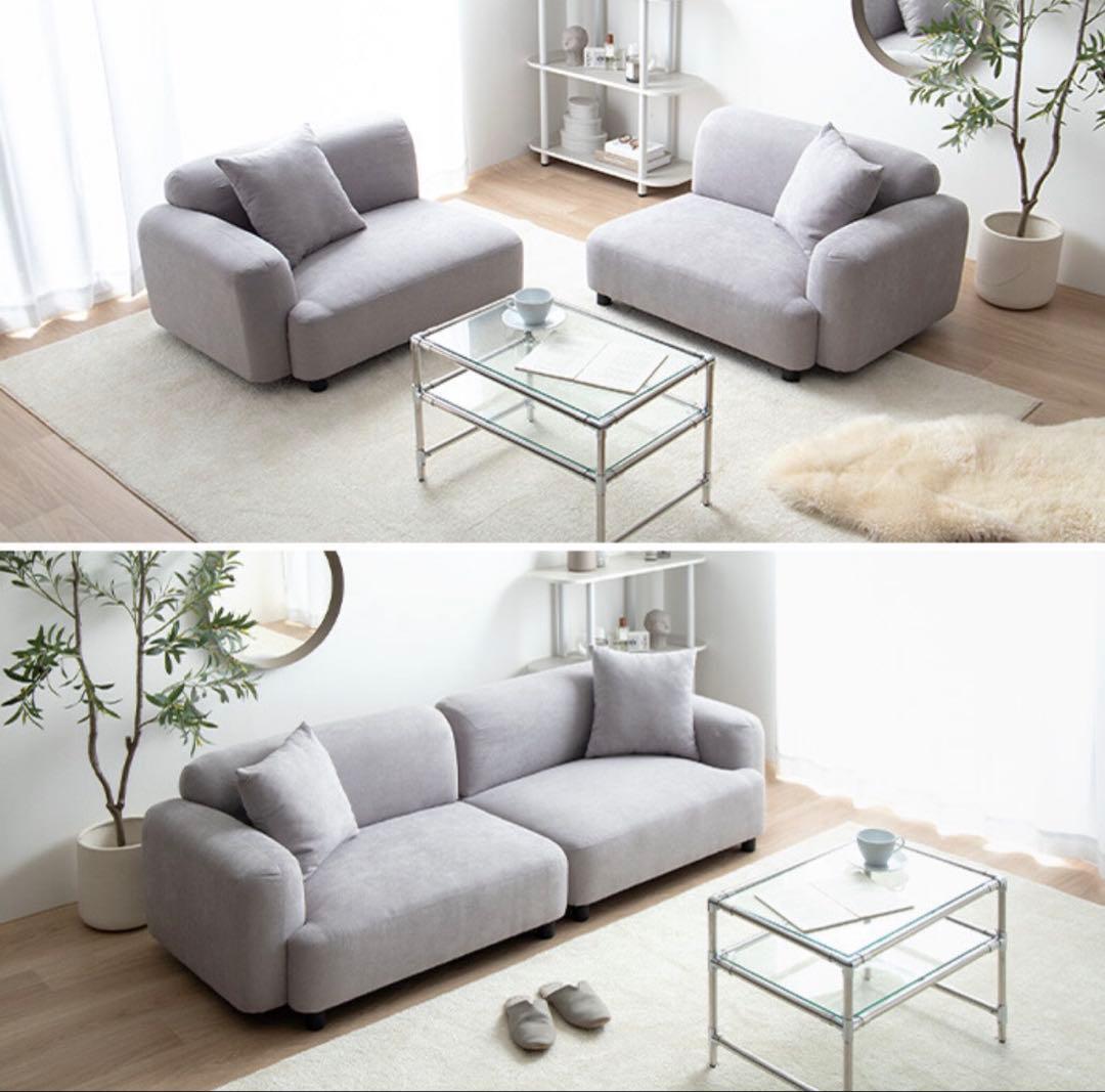 新品 家具350 ソファ コーナーソファ 一人掛け 左肘 グレー 幅97cm