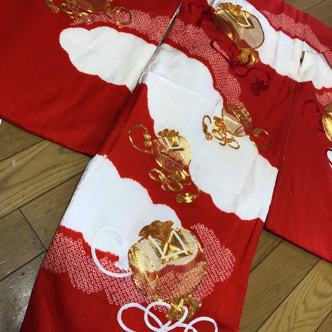 オススメ！絞り　金糸　こづち柄　赤　15点セット