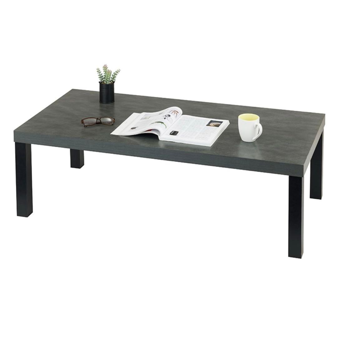 【未使用】ローテーブル セラミック調　グレー　コンクリート調　モルタル風　黒