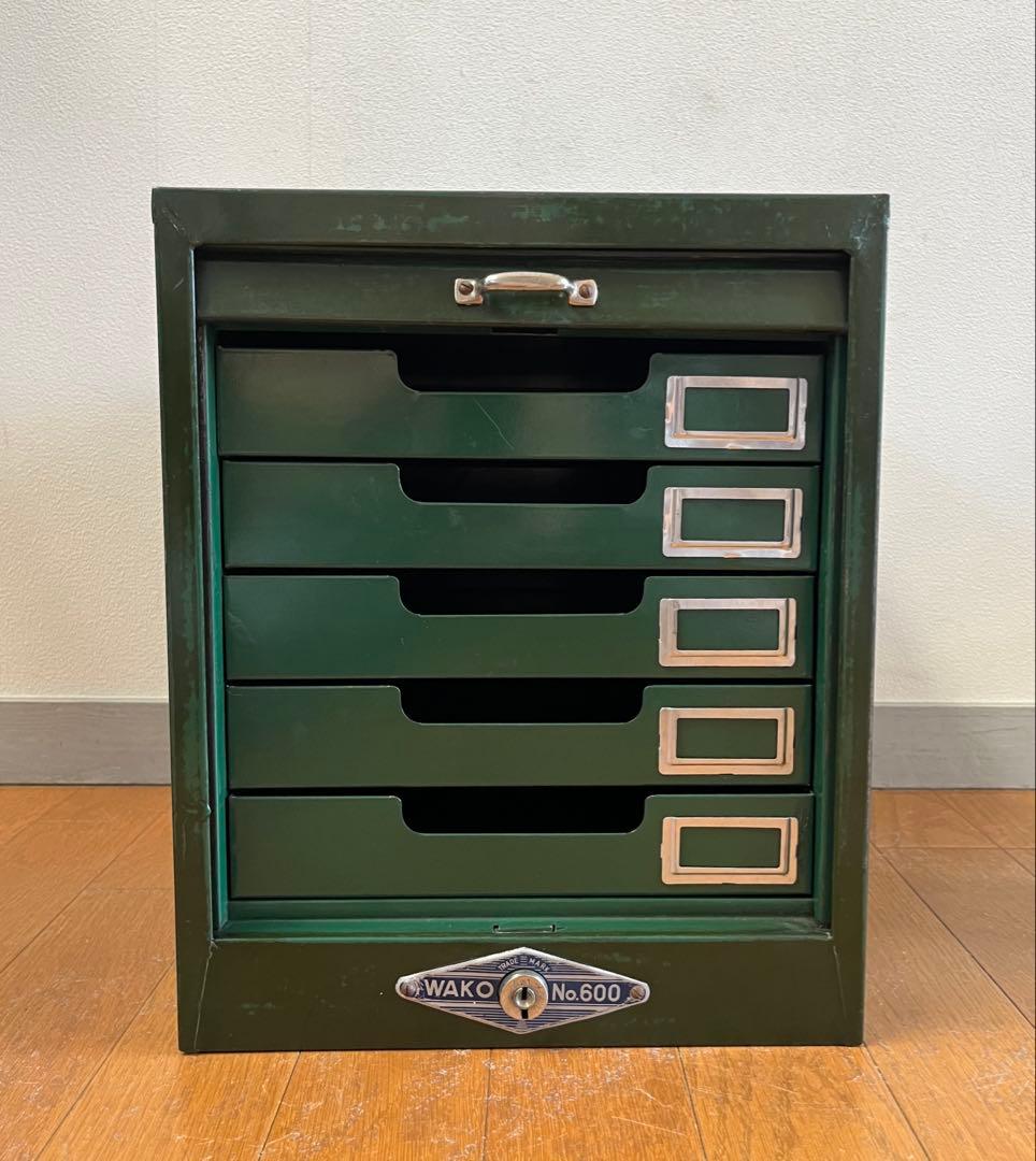 ヴィンテージ　WAKO スチールチェスト　シャッター　インダストリアル　工業系