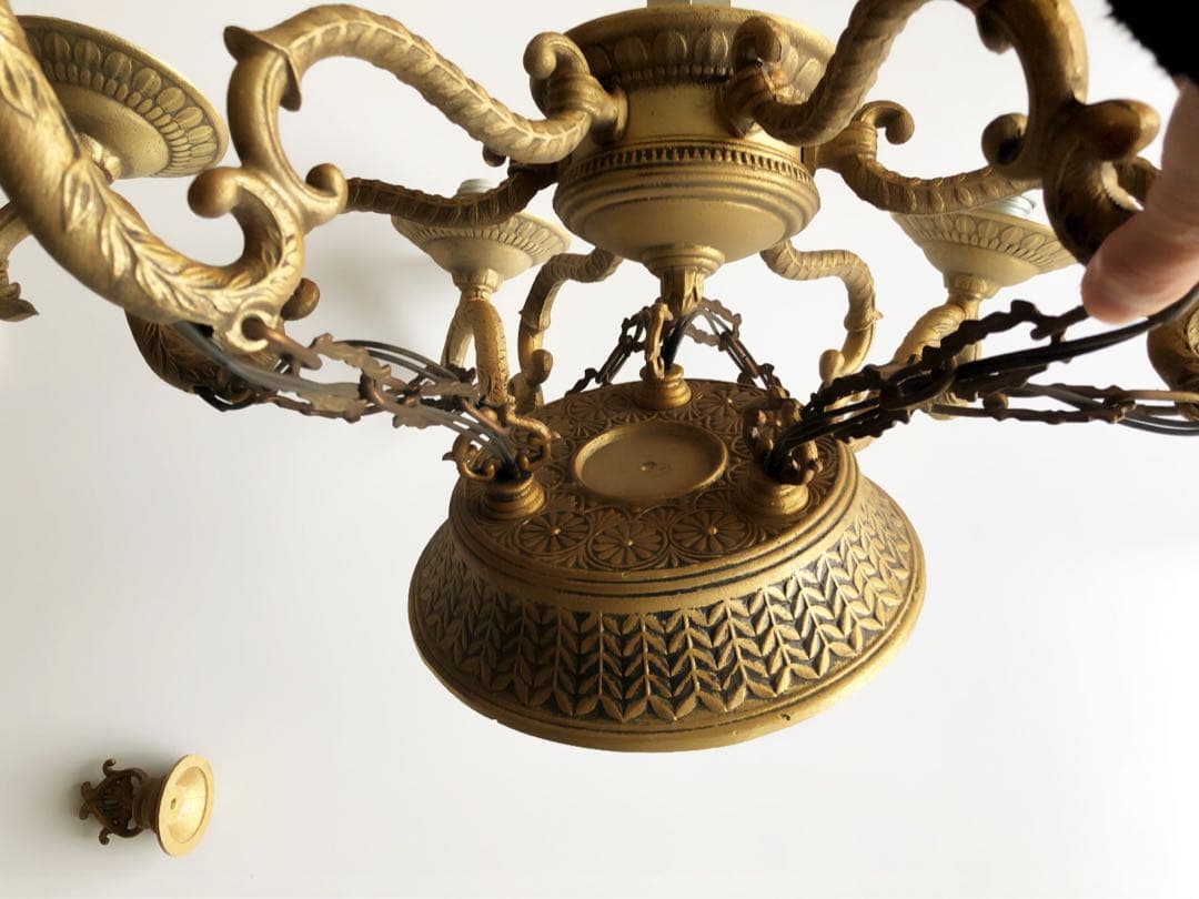 豪華アンティーク照明天井ライトランプシャンデリア６灯吊り下げゴールド