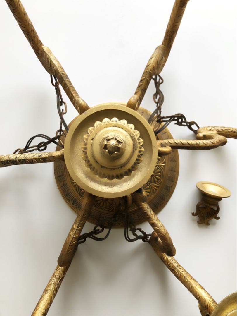 豪華アンティーク照明天井ライトランプシャンデリア６灯吊り下げゴールド