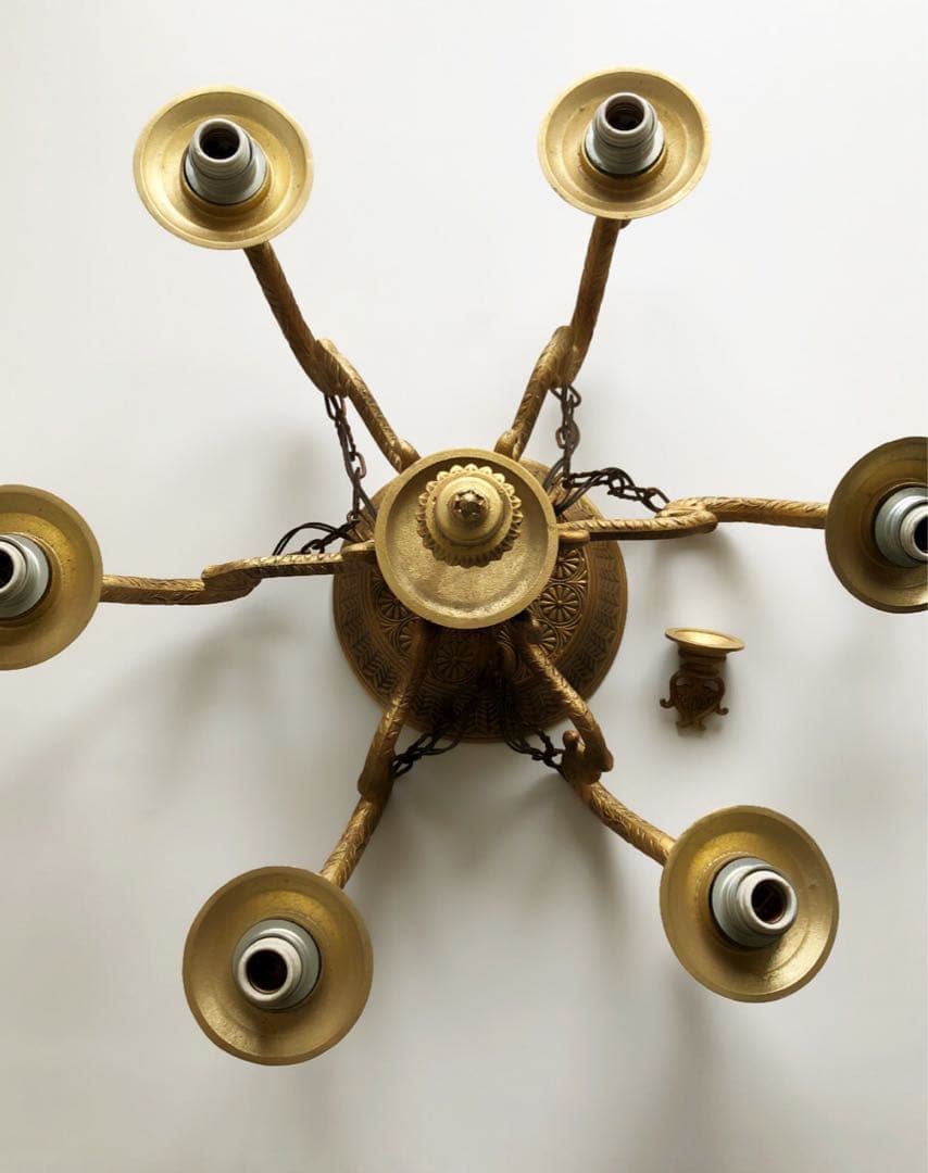 豪華アンティーク照明天井ライトランプシャンデリア６灯吊り下げゴールド