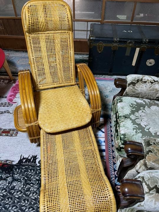 籐　ラタンリクライニングチェア