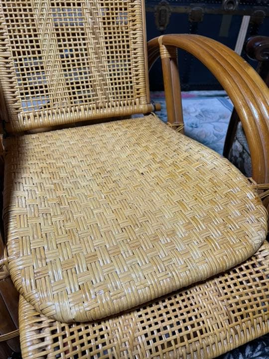 籐　ラタンリクライニングチェア