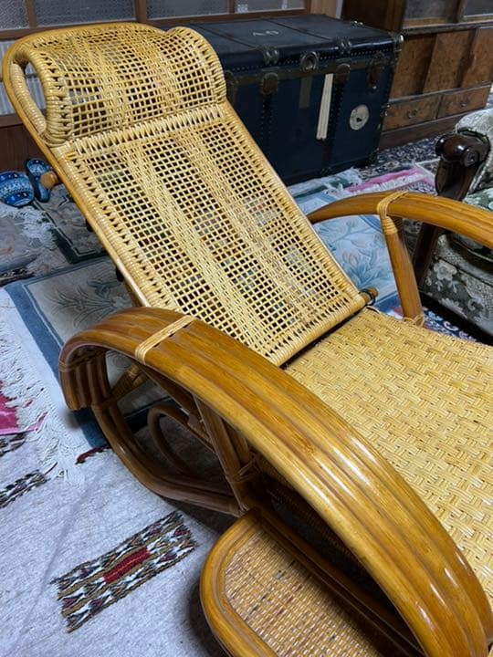 籐　ラタンリクライニングチェア