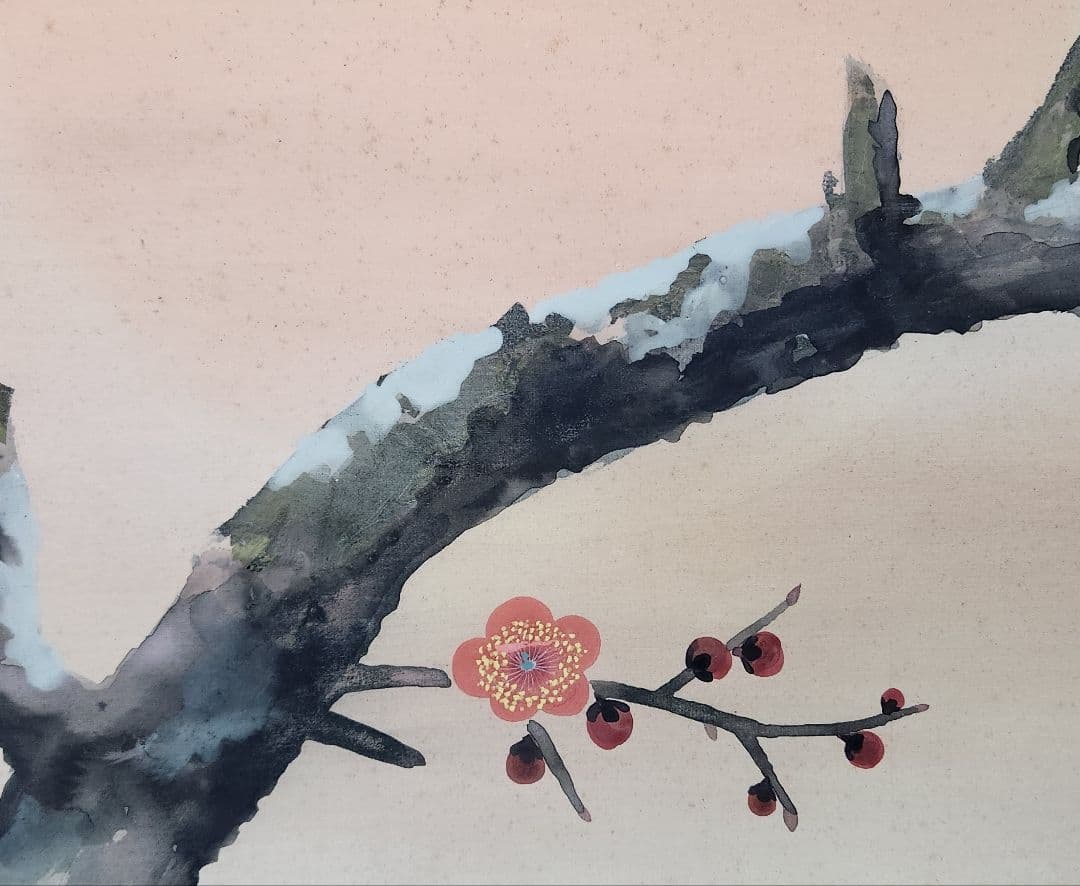 旭に紅梅図】森戸國次 2617 共箱 国次 掛け軸 肉筆 - メルカリ