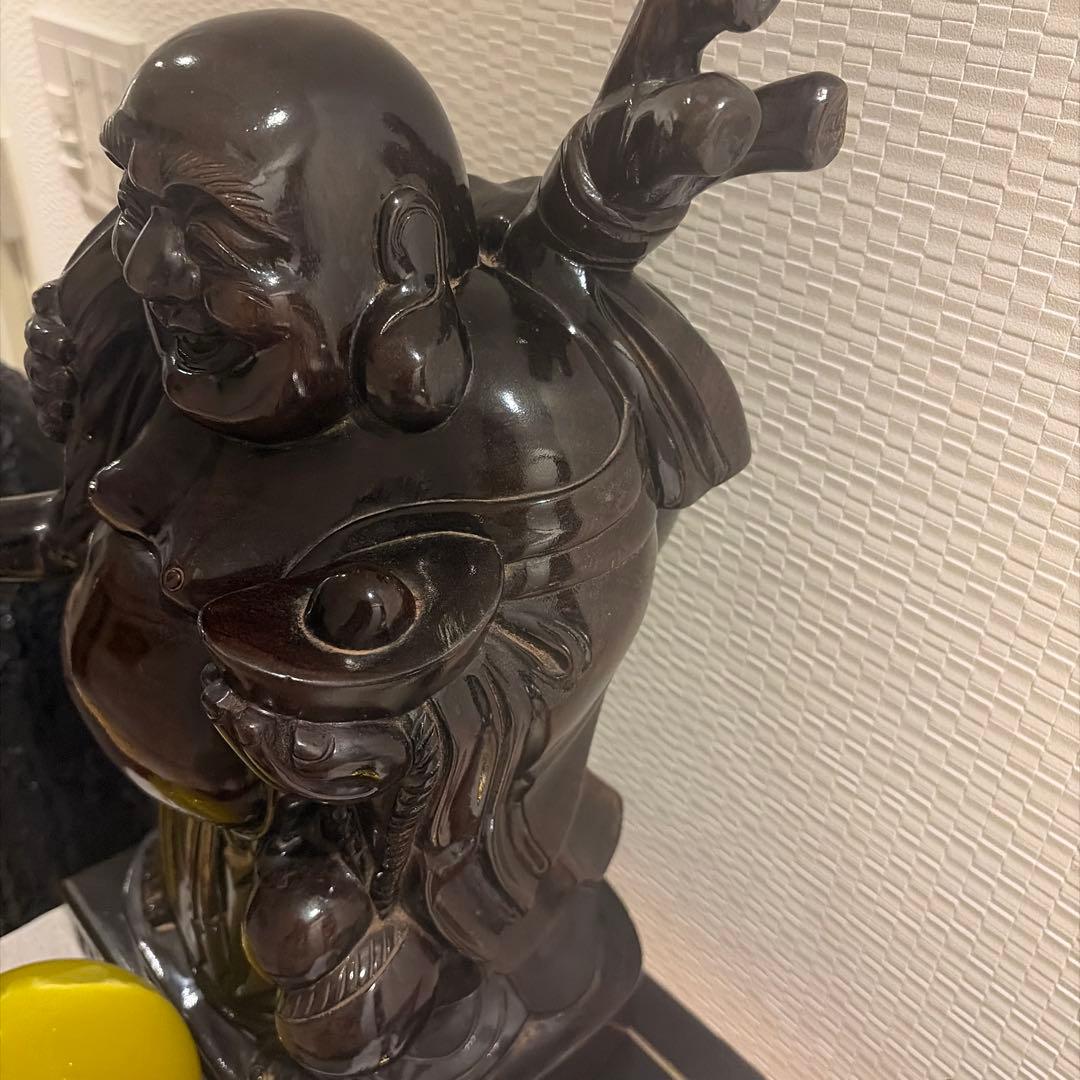 布袋さん　キャツアイ　猫目石　置物　開運　アンティーク　縁起物