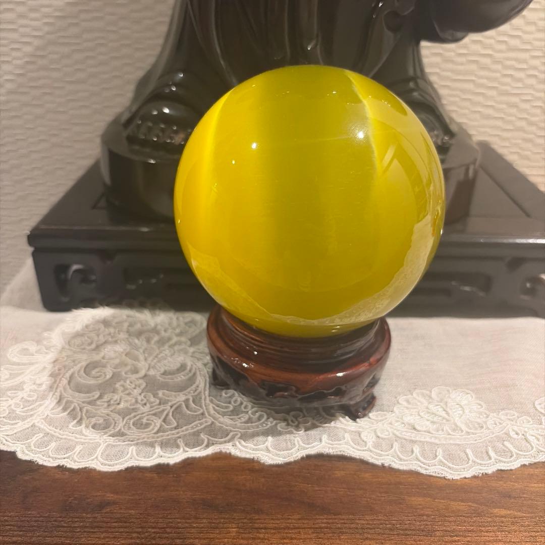 布袋さん　キャツアイ　猫目石　置物　開運　アンティーク　縁起物